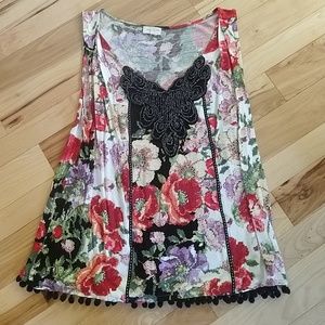 Anthropologie Meadow Rue Pixelated Floral Tank
